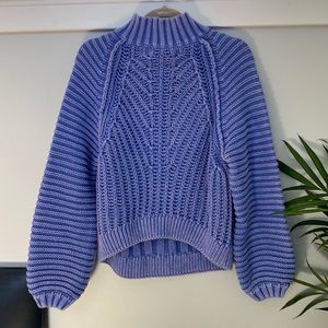 Free people blue cropped sweater.  Size Small.  Only wore once